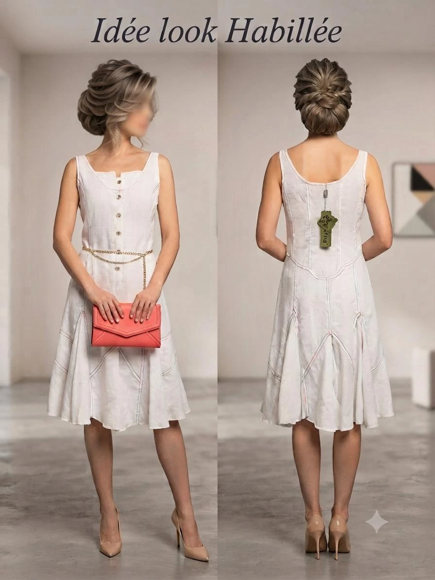 🌈 Nieuwe witte zomerjurk Franstyle, regenboognaden, Maat 42 ☁️ – photo 9